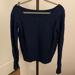 Over the shoulder navy blue sweater